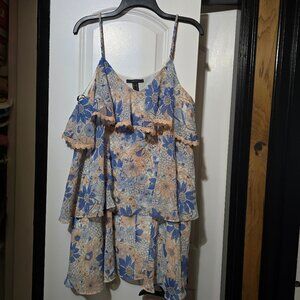 Forever 21 Women's Floral Printed Ruffled Mini Dress Size XL